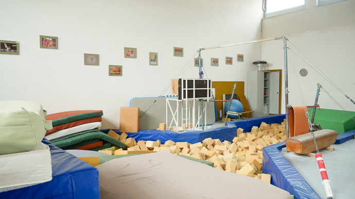 Schnitzelgrube der Turnhalle